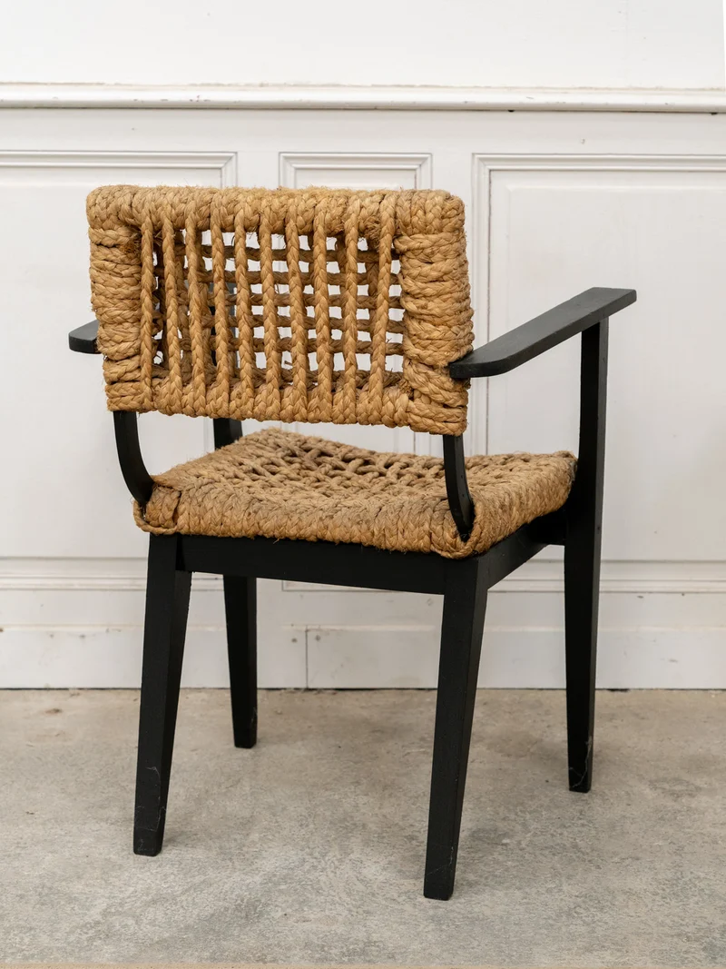 Ernest, le fauteuil Audoux Minet en hêtre et corde tressée N°1053