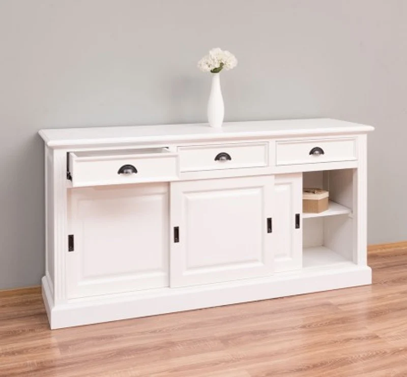 Casa Padrino Schrank im Landhausstil mit 3 Schiebetüren und 3 Schubladen, 176 x 49 x 88 cm