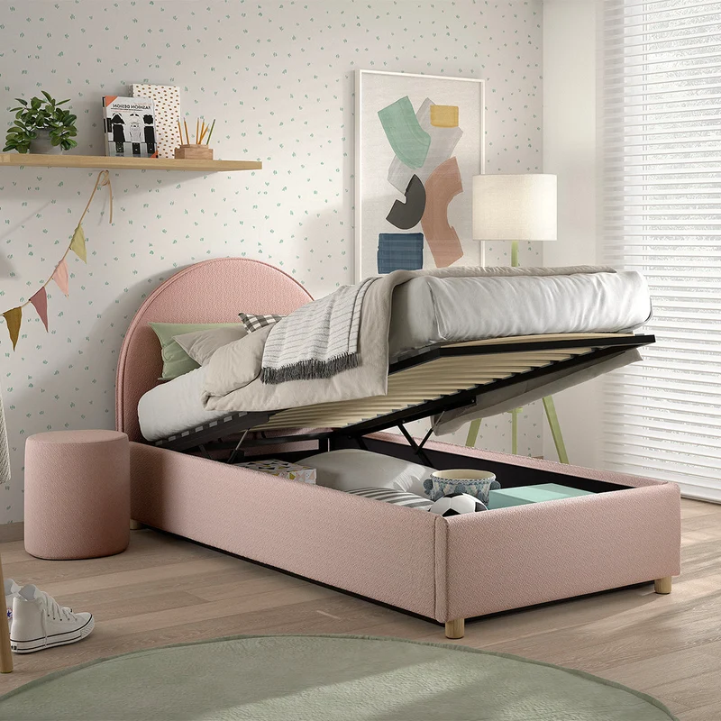 Lit coffre 90x200 sommier inclus Vipack Moon Rose