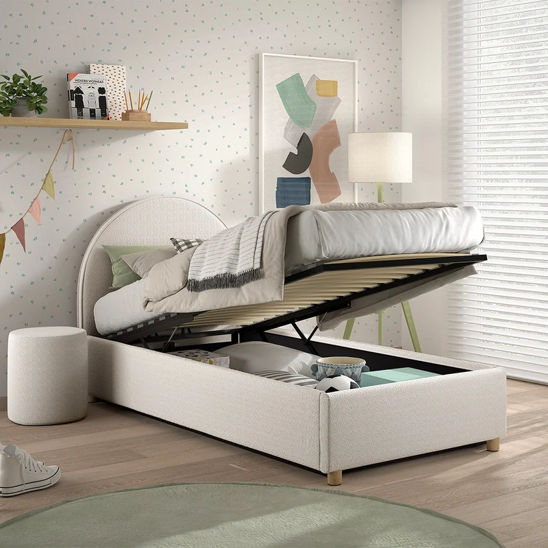 Lit coffre 90x200 sommier inclus Vipack Moon Blanc