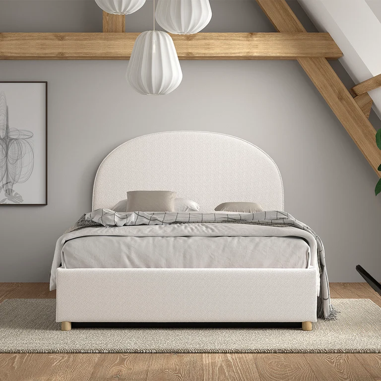 Lit coffre 140x200 sommier inclus Vipack Moon Blanc