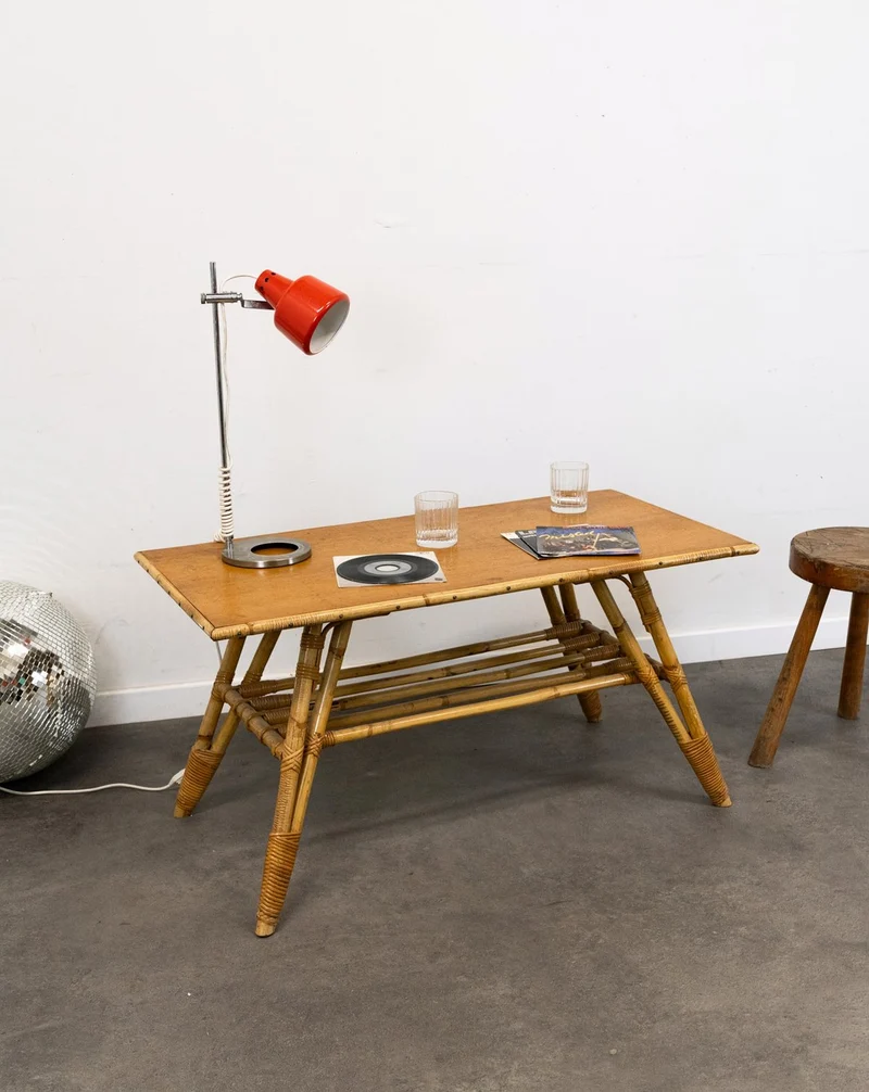 Léonie, la table basse en bambou et rotin N°1037
