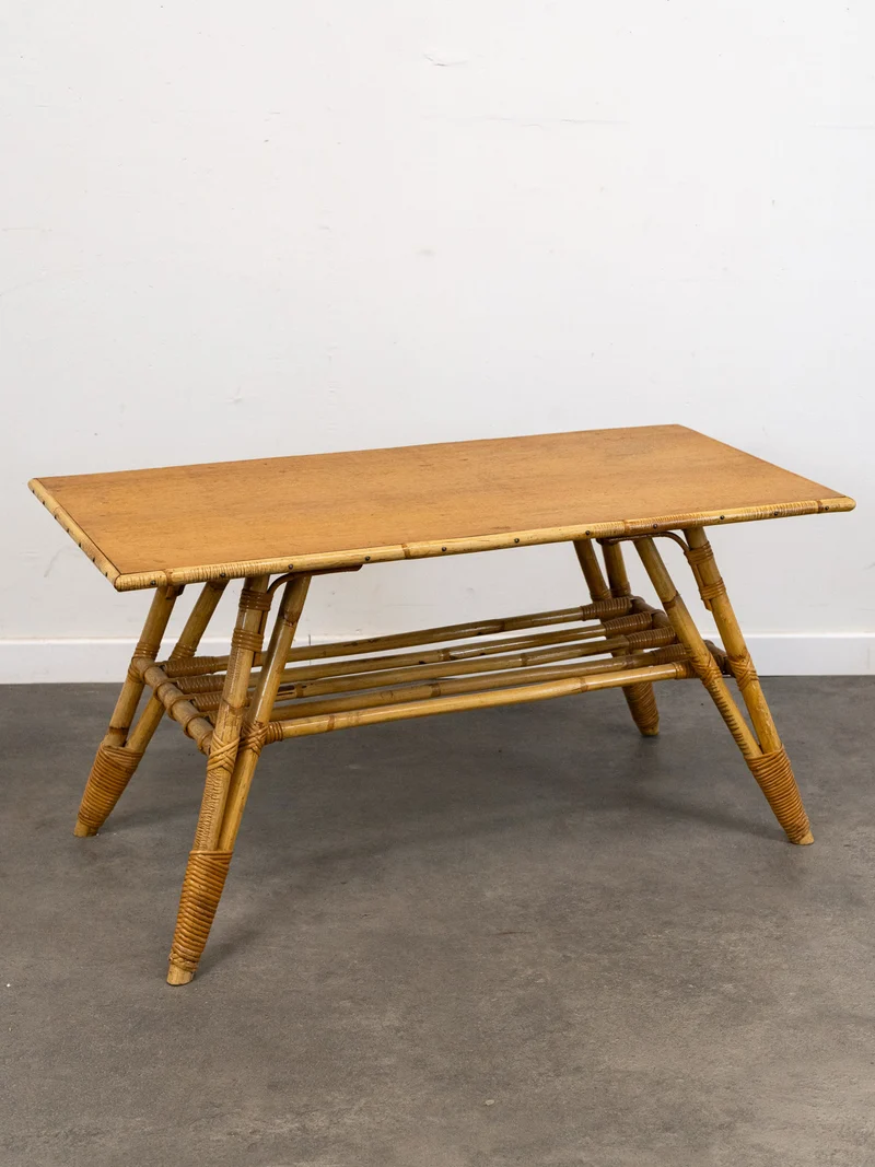Léonie, la table basse en bambou et rotin N°1037