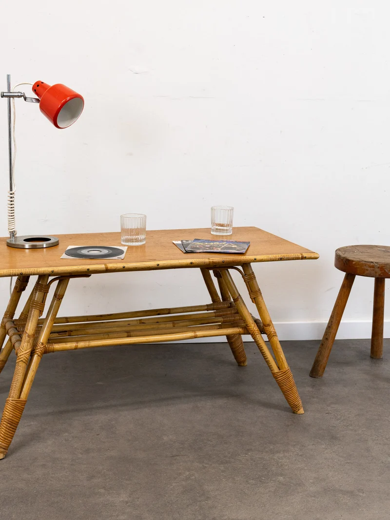 Léonie, la table basse en bambou et rotin N°1037