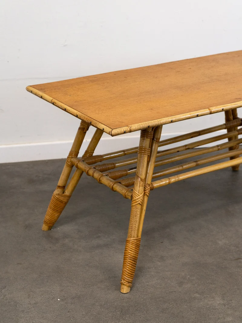 Léonie, la table basse en bambou et rotin N°1037