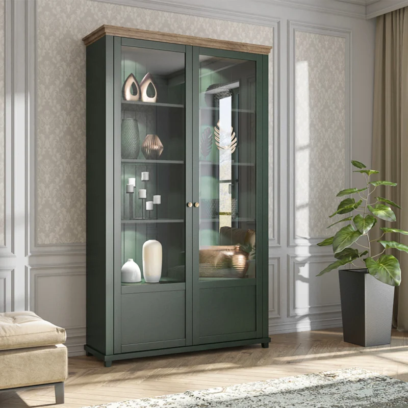 Vaisselier 2 portes Martin Vert et Bois