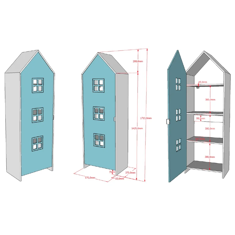 Armoire 1 porte Vipack Bruges Bleu