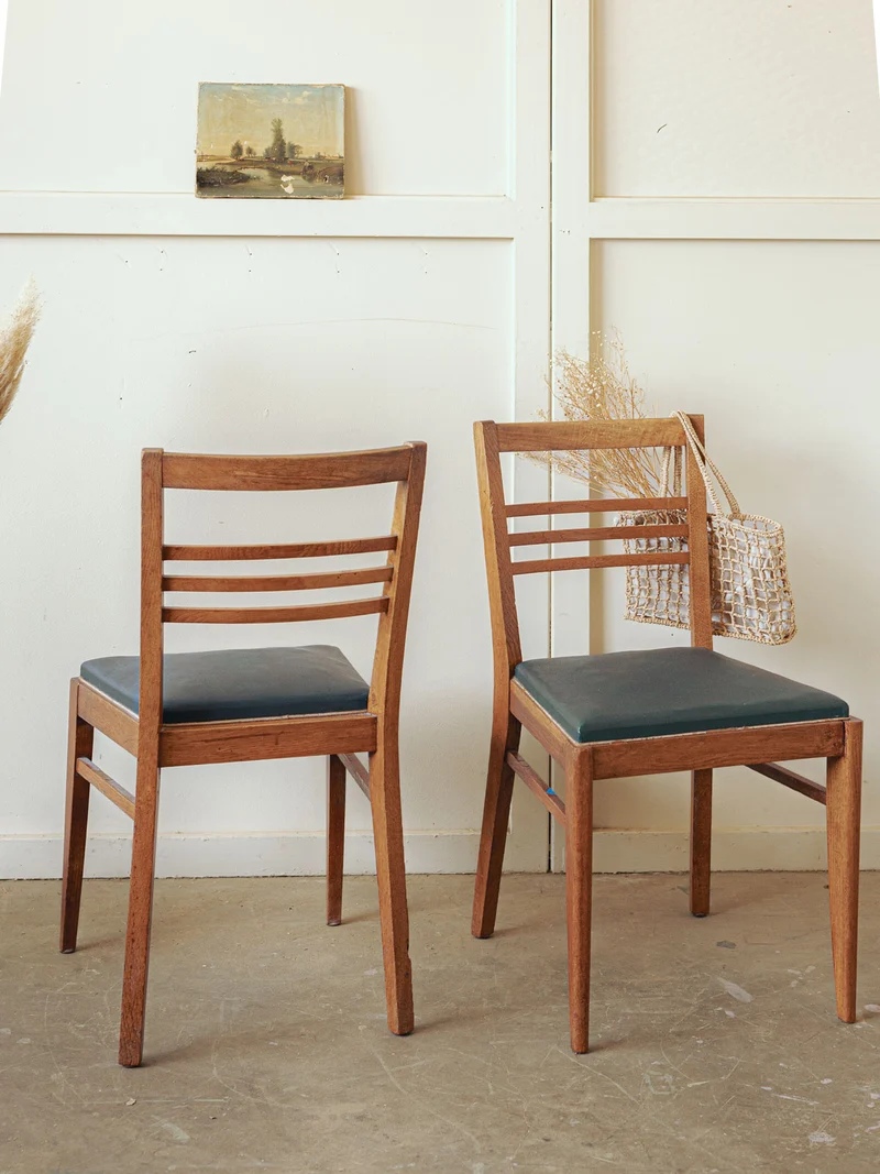 Alma, la paire de chaises mid-century vert cèdre N°1661