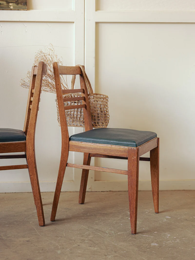 Alma, la paire de chaises mid-century vert cèdre N°1661