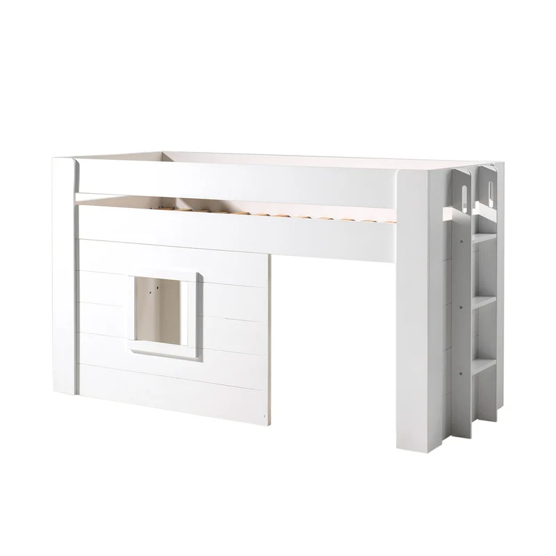 Lit Cabane 90x200 Sommier Inclus Vipack Noah - Blanc
