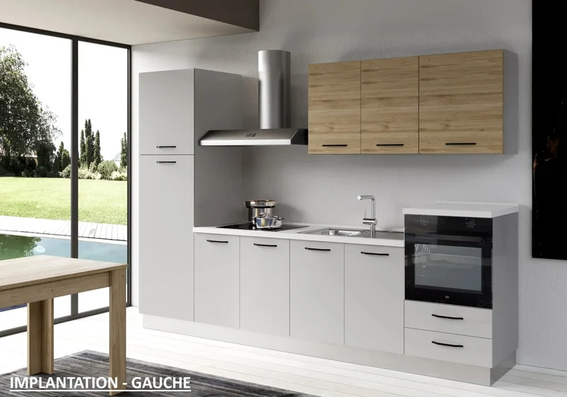 Cuisine Gris Chêne STAR 300 - Électroménager Inclus