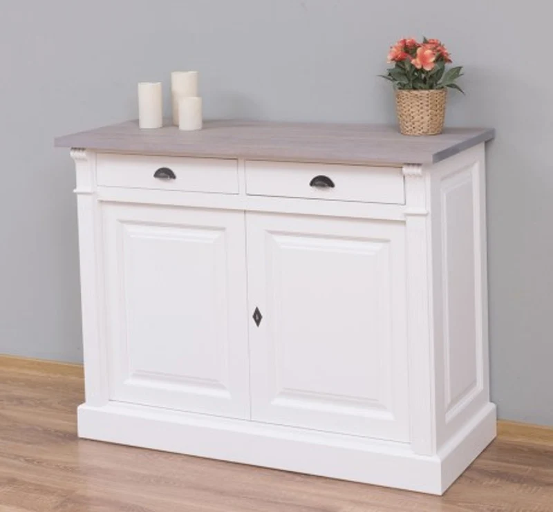 Casa Padrino Sideboard im Landhausstil mit 2 Türen, 2 Schubladen und Eichenholzplatte, 116 x 51 x 90 cm