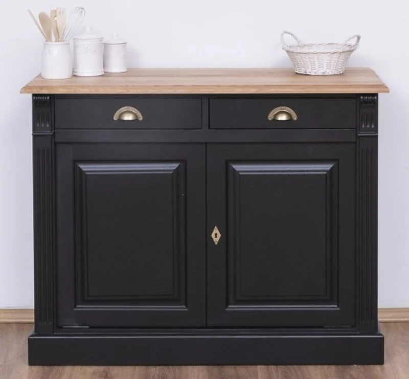 Casa Padrino Sideboard im Landhausstil mit 2 Türen, 2 Schubladen und Eichenholzplatte, 116 x 51 x 90 cm