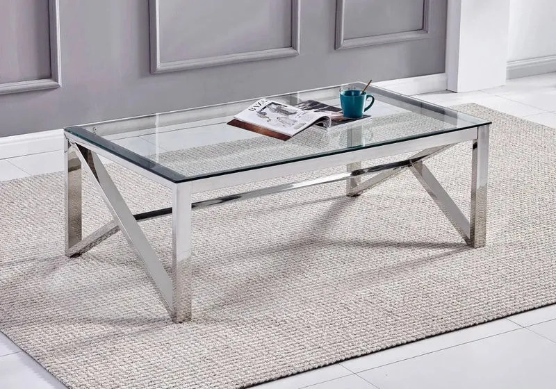 Table basse argent marbre beige - Moly