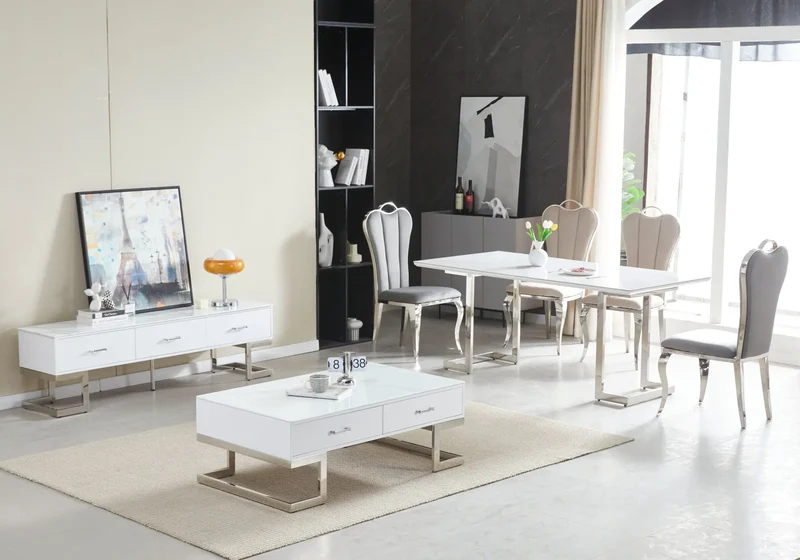 Meuble banc tv marbre blanc - Odel