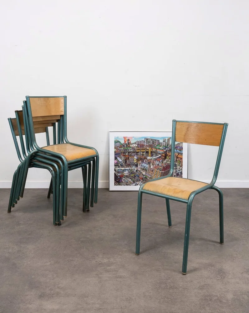 Claude, le lot de 6 chaises d'école N°1366