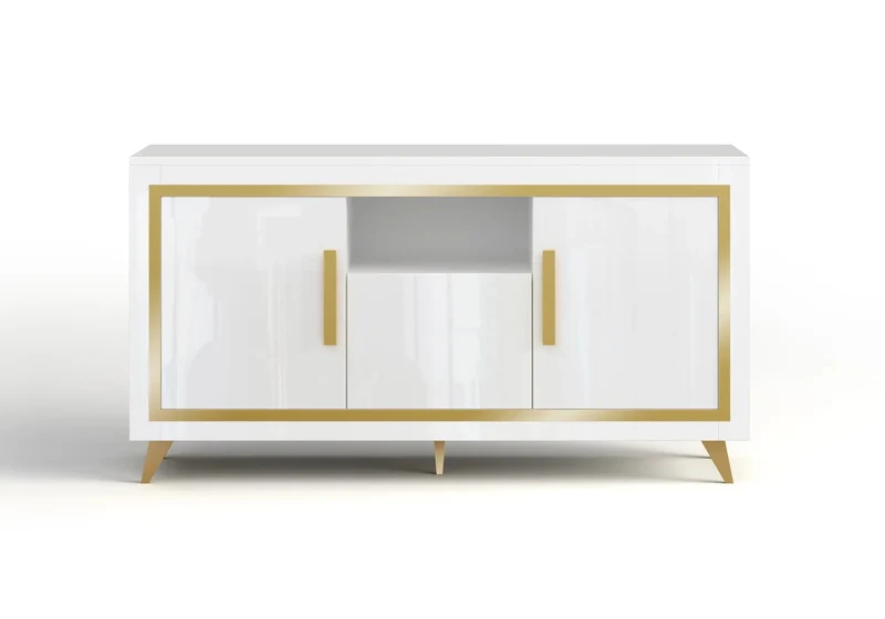 Meuble de salon blanc laqué led GOLD