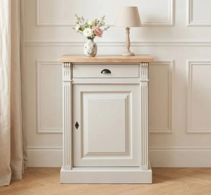 Casa Padrino Sideboard im Landhausstil mit 1 Tür, 1 Schublade und Eichenholzplatte, 69 x 51 x 90 cm