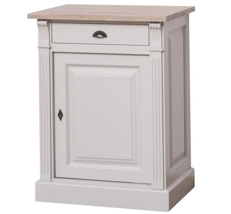 Casa Padrino Sideboard im Landhausstil mit 1 Tür, 1 Schublade und Eichenholzplatte, 69 x 51 x 90 cm