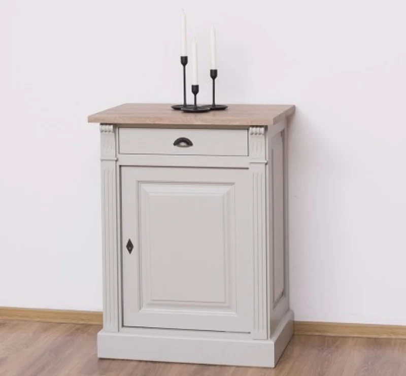 Casa Padrino Sideboard im Landhausstil mit 1 Tür, 1 Schublade und Eichenholzplatte, 69 x 51 x 90 cm