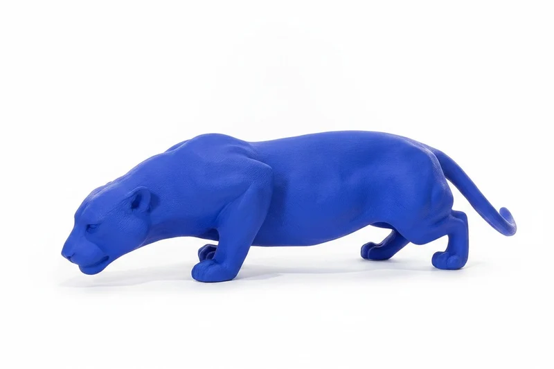 Casa Padrino Luxus Deko Skulptur Raubkatze Panther Oder Leopard Blau YK H. 40 cm - Deko Skulptur - Deko Figur - Tierfigur - Gartendeko