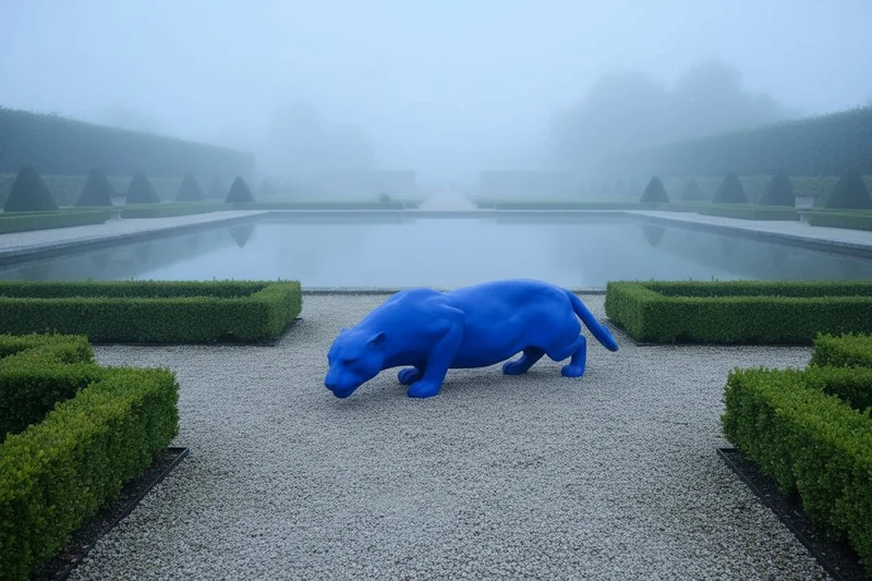 Casa Padrino Luxus Deko Skulptur Raubkatze Panther Oder Leopard Blau YK H. 40 cm - Deko Skulptur - Deko Figur - Tierfigur - Gartendeko
