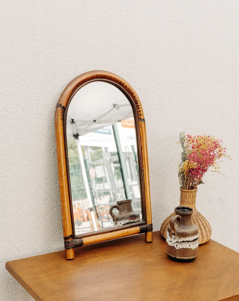 Georges, le miroir en bambou aux lignes courbées N°1272