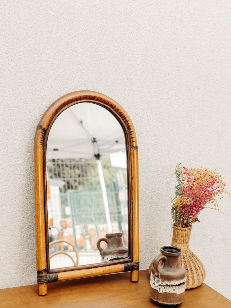 Georges, le miroir en bambou aux lignes courbées N°1272