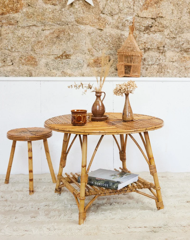 Léonie, la table basse en rotin N°1020