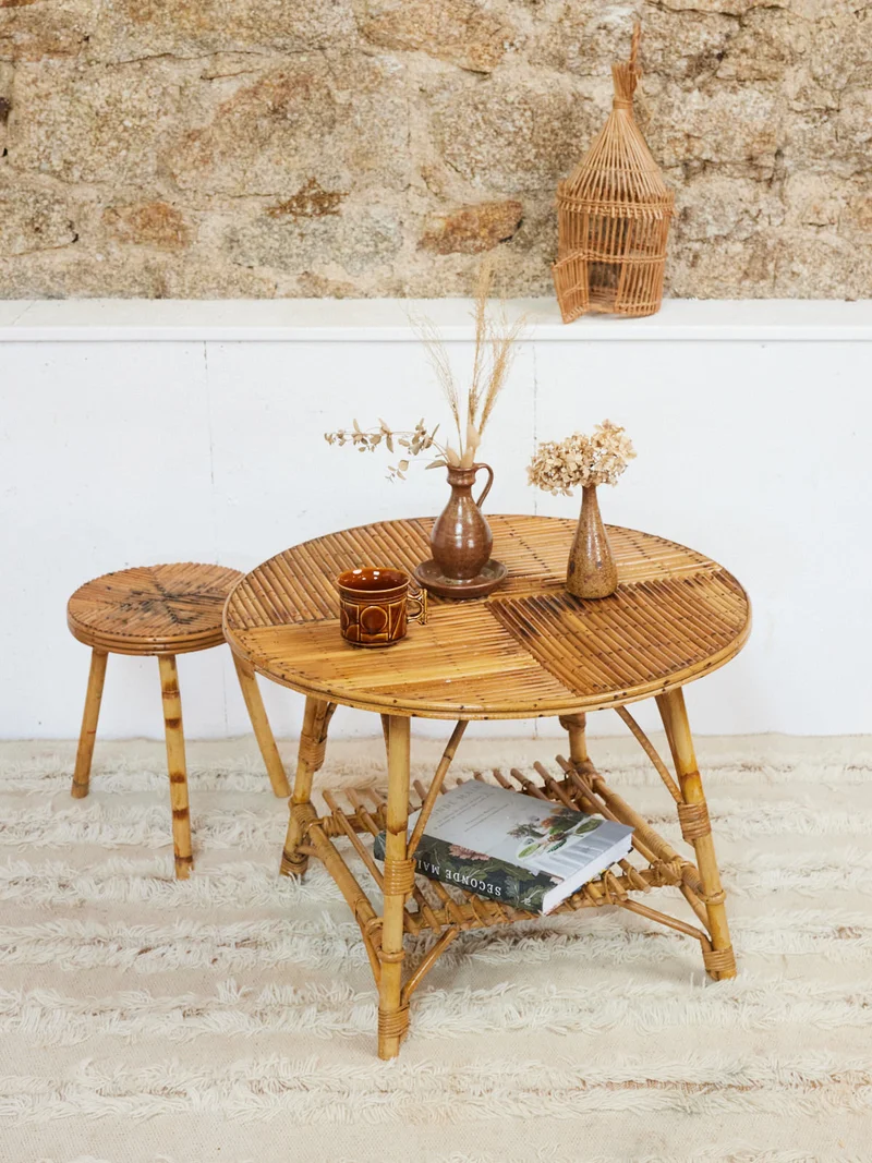 Léonie, la table basse en rotin N°1020