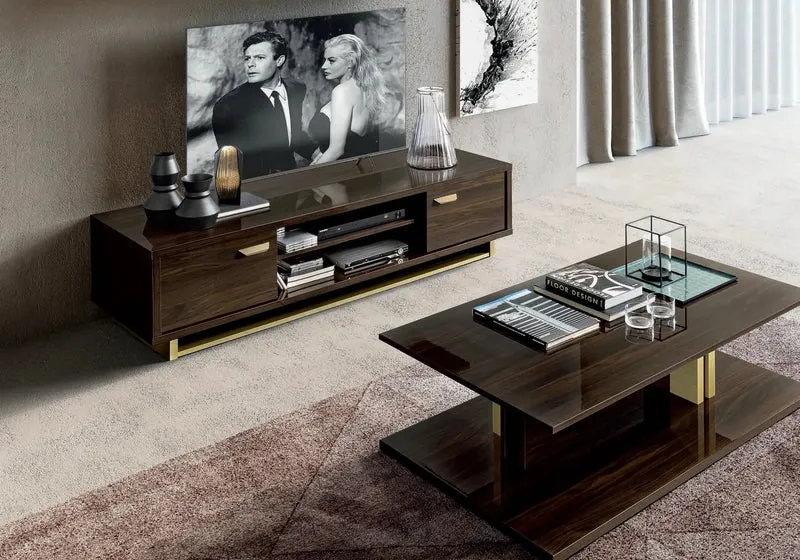 Ensemble meuble TV noyer laquée LEILA