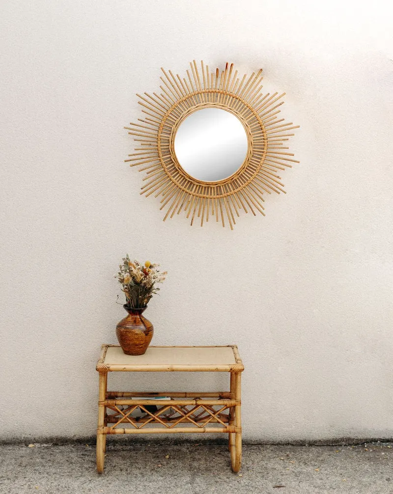 Georges, le grand miroir soleil en rotin N°1276