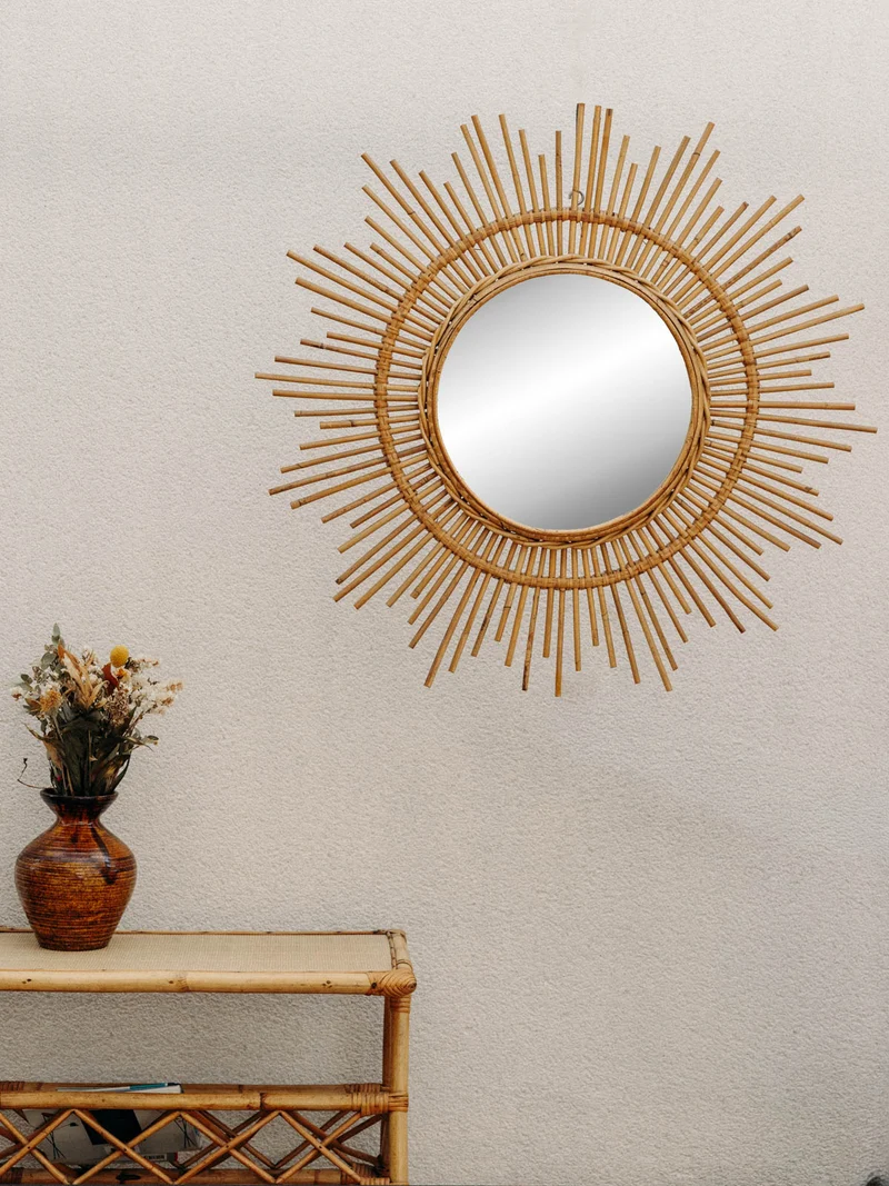 Georges, le grand miroir soleil en rotin N°1276