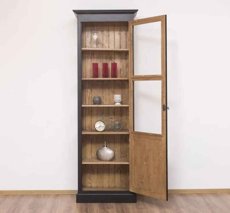 Casa Padrino Vitrine im Landhausstil mit 1 Tür, 75 x 40 x 220 cm
