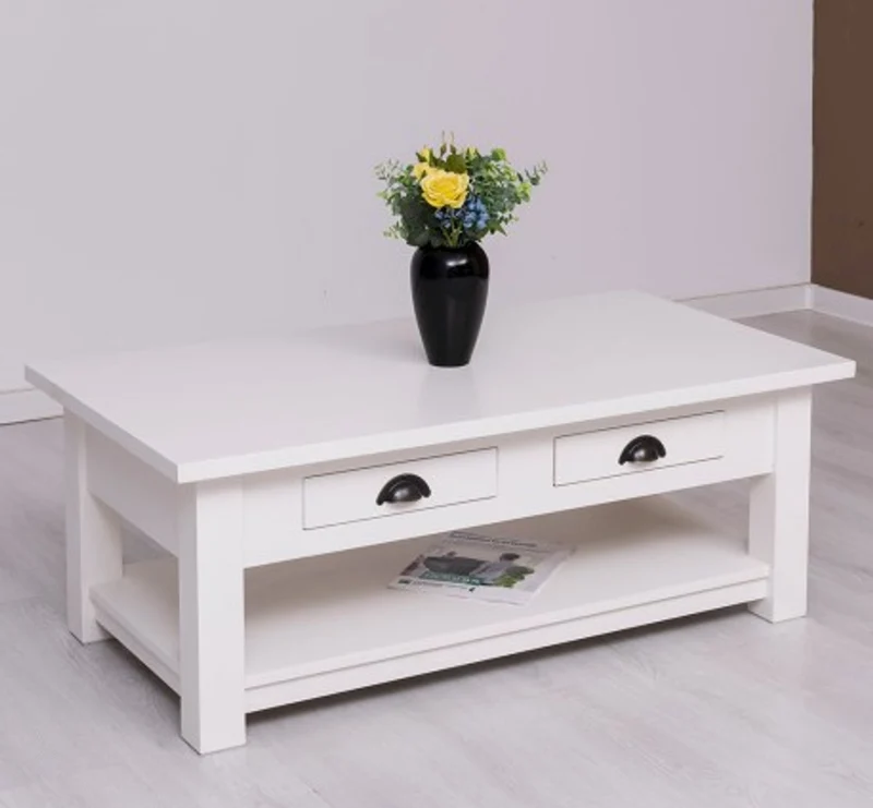 Casa Padrino Couchtisch im Landhausstil mit 2 Schubladen, 120 x 65 x 45 cm
