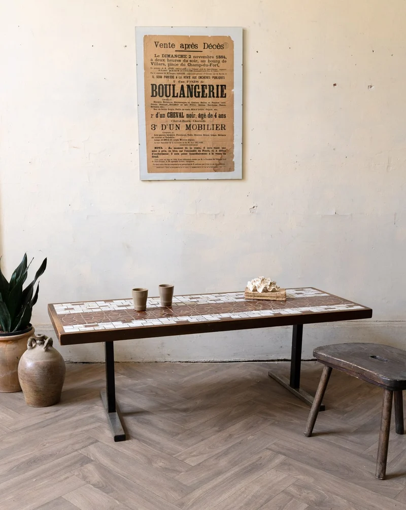 Donna, la table basse en céramique et bois N°1046