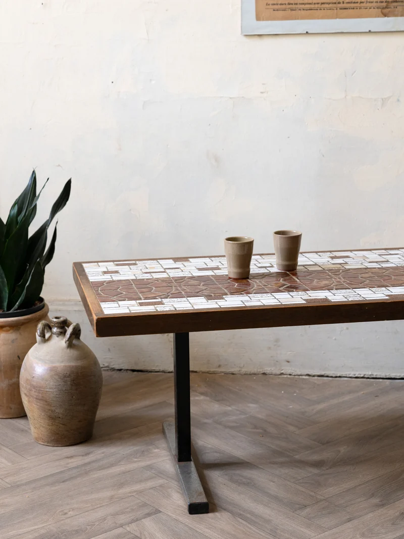 Donna, la table basse en céramique et bois N°1046