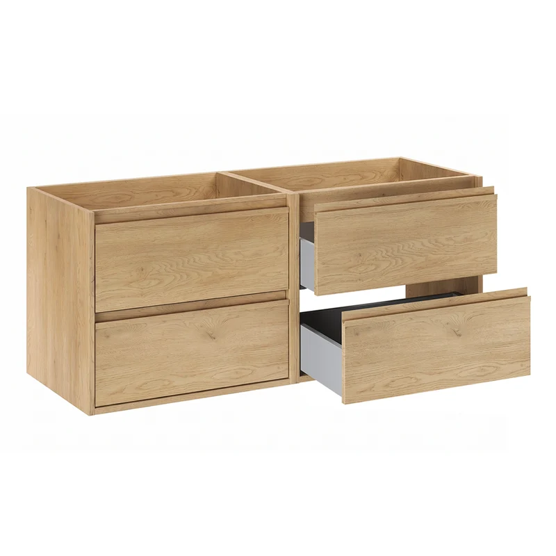 Ensemble meuble sous-vasque 120cm colonne et armoires miroir Edmé Bois