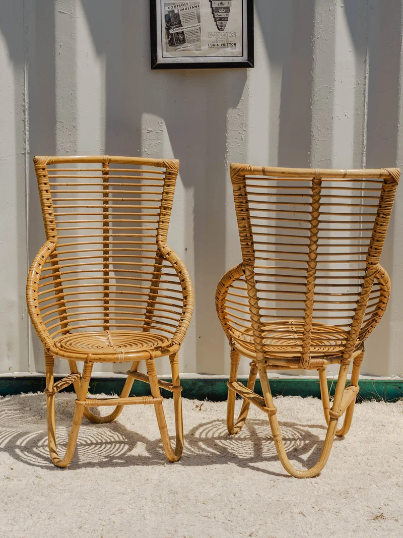 Ange, l'ensemble de table et fauteuils en rotin N°24