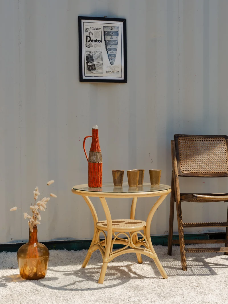 Francine, la table d'appoint en rotin et bambou N°1037