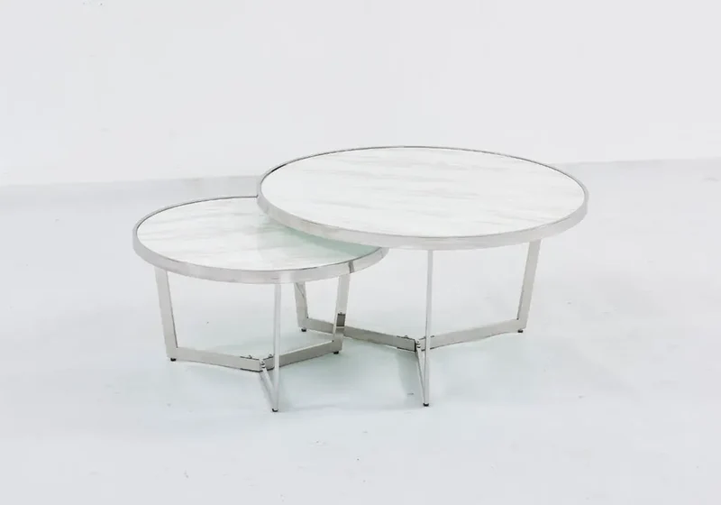 Tables basses gigognes marbre blanc - Saly