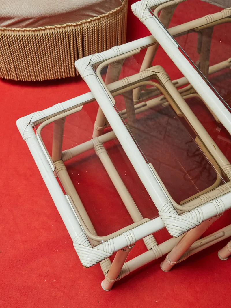 Barbara, les tables gigognes en rotin N°162