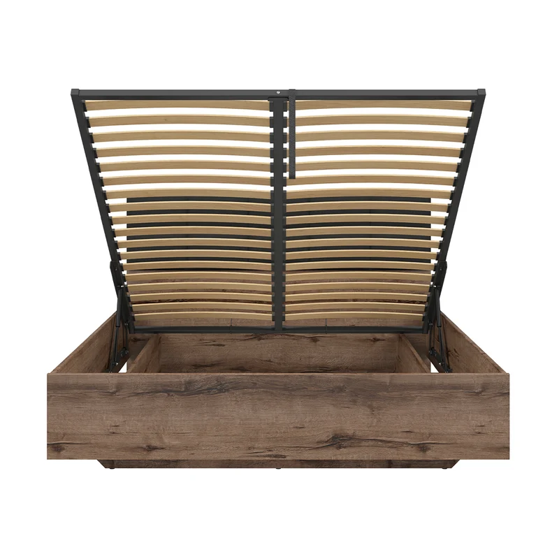 Lit coffre 160x200 sommier inclus Romane Bois