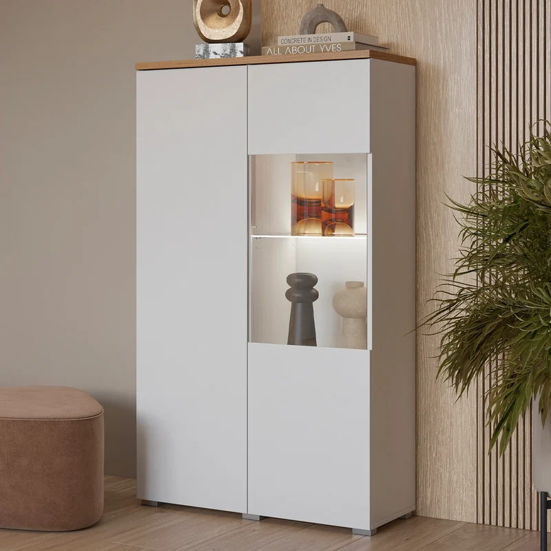 Vaisselier 2 portes Liko Blanc et Bois