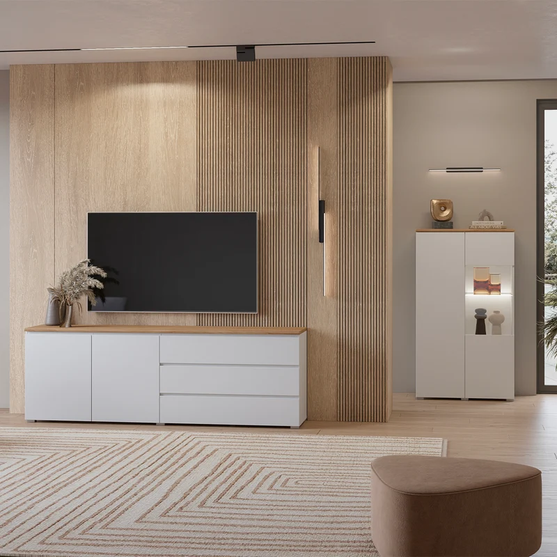Vaisselier 2 portes Liko Blanc et Bois