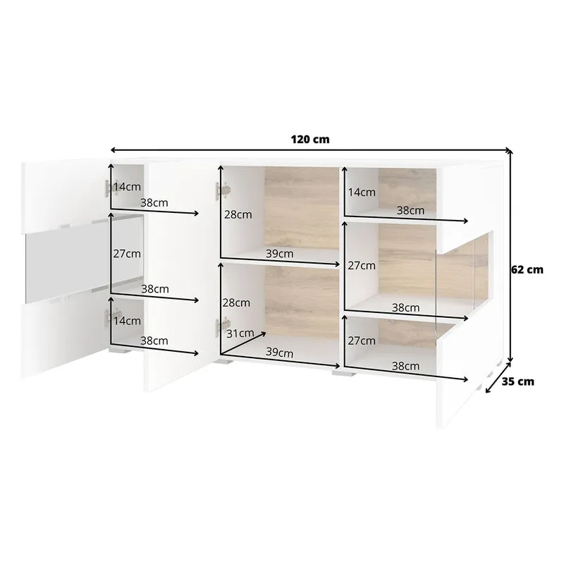 Buffet 3 portes Glora Blanc