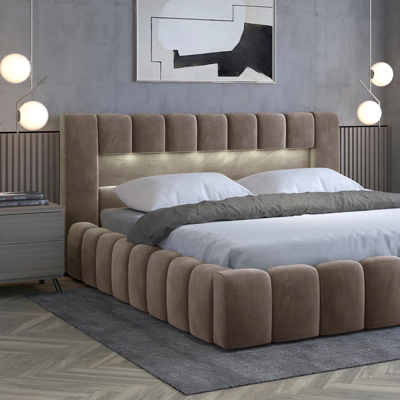 Lit coffre 160x200 sommier inclus Auria Velours Marron