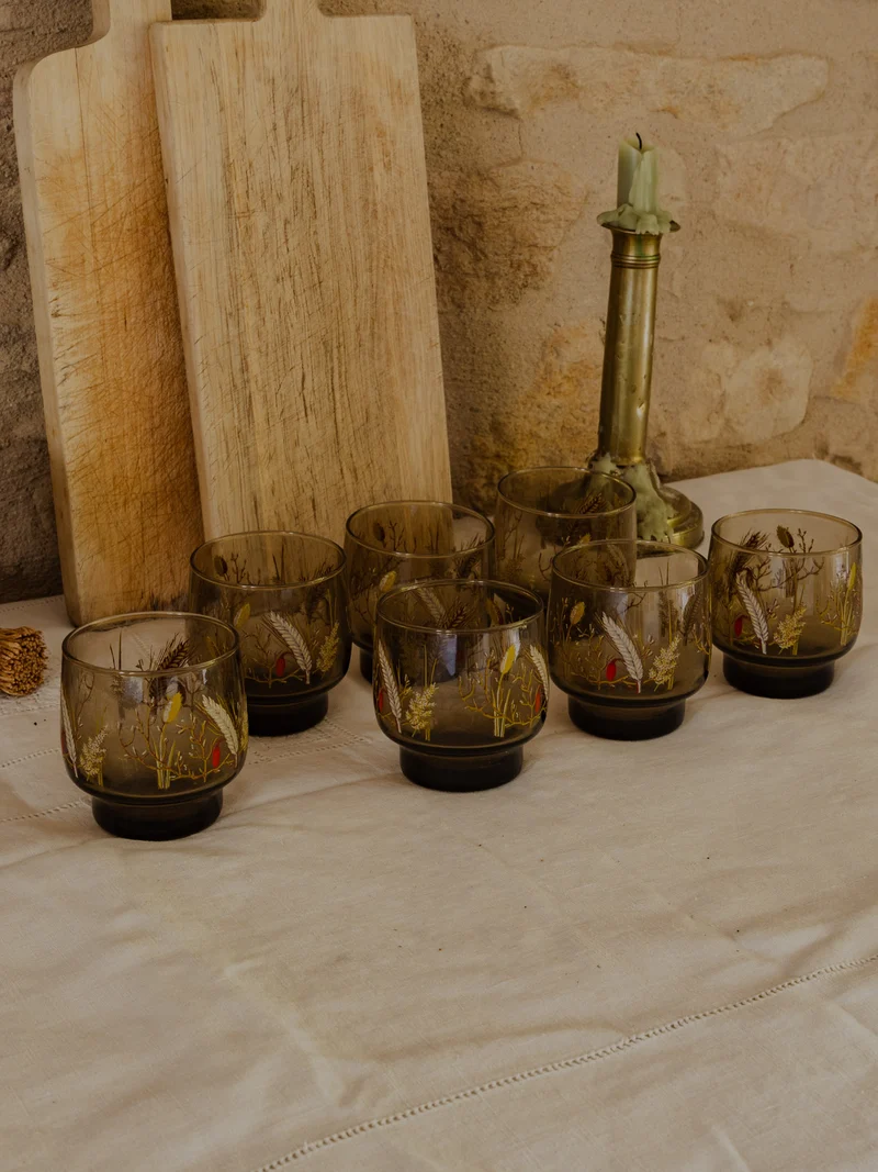 Eugène, le lot de 7 verres en verre fumé N°231
