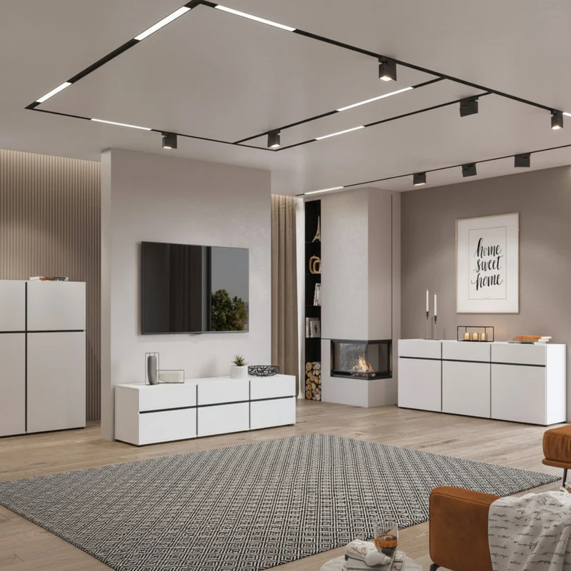 Meuble TV 3 portes 180 cm Lilia Blanc