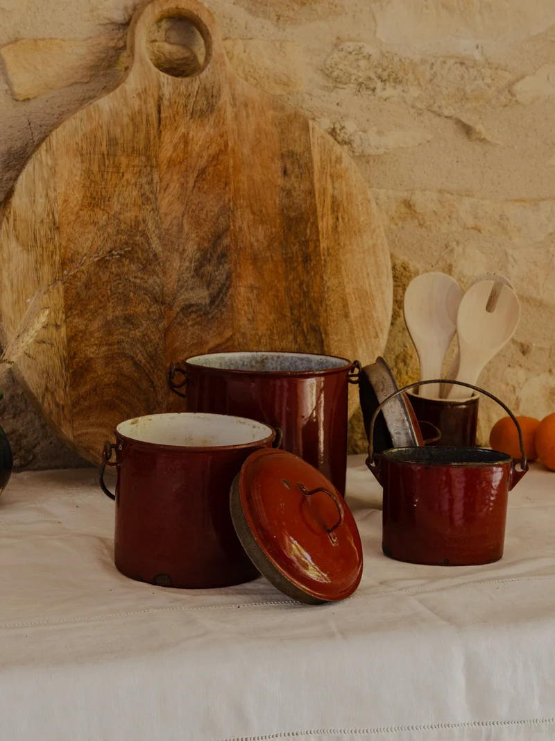 Nestor, le lot de 3 pots en tôle émaillée N°678